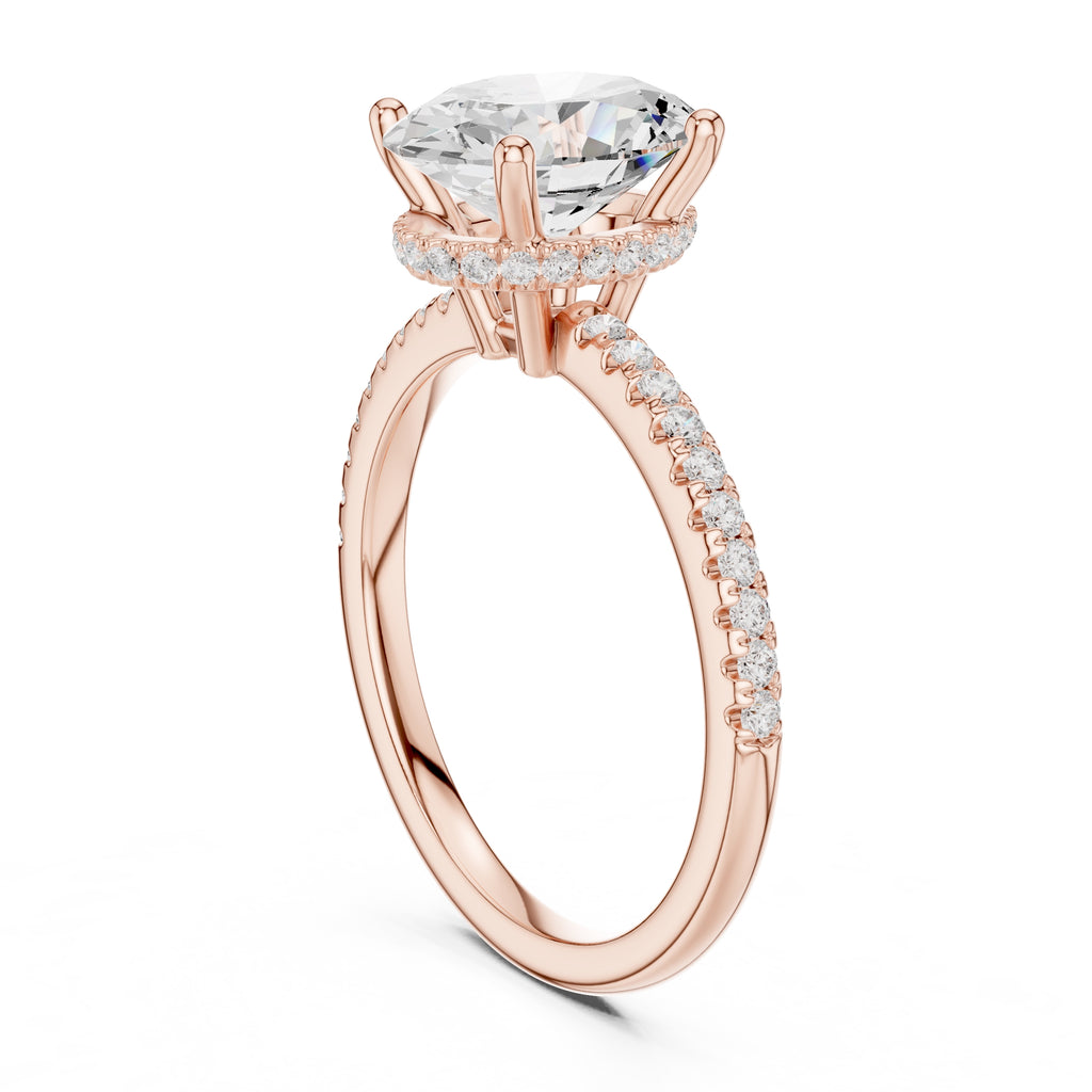 2.00 ct Vela Pavé Engagement Ring 2ct Rose Gold Oval