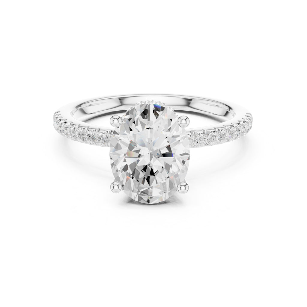 2.00 ct Vela Pavé Engagement Ring 2ct White Gold Oval