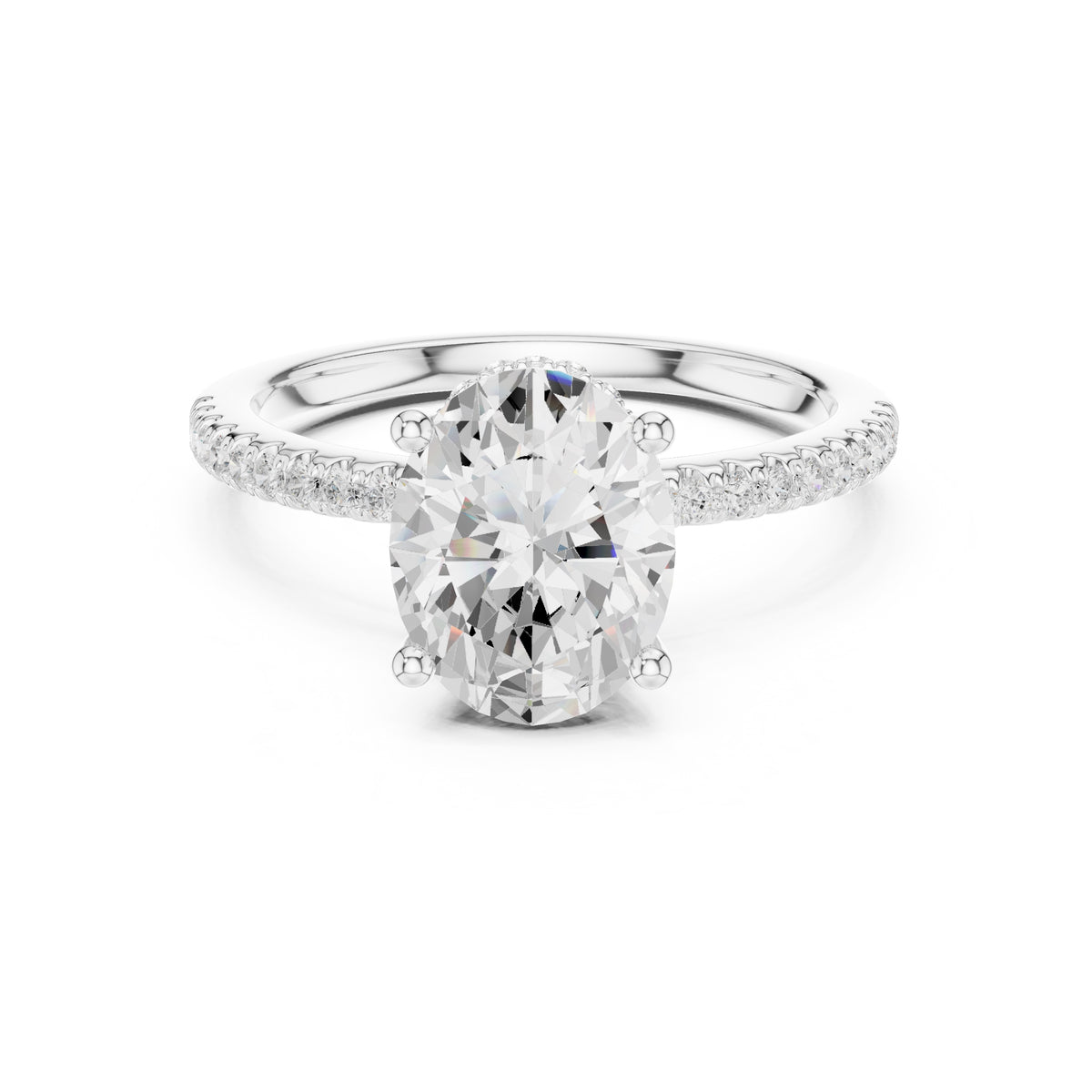 2.00 ct Vela Pavé Engagement Ring 2ct White Gold Oval