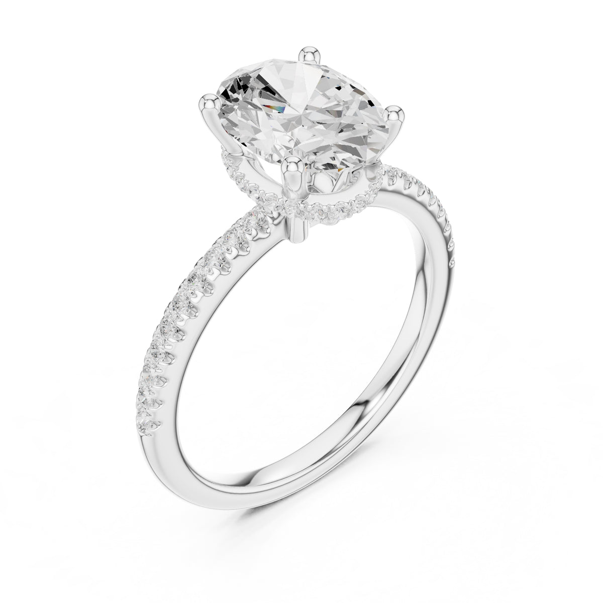 2.00 ct Vela Pavé Engagement Ring 2ct White Gold Oval