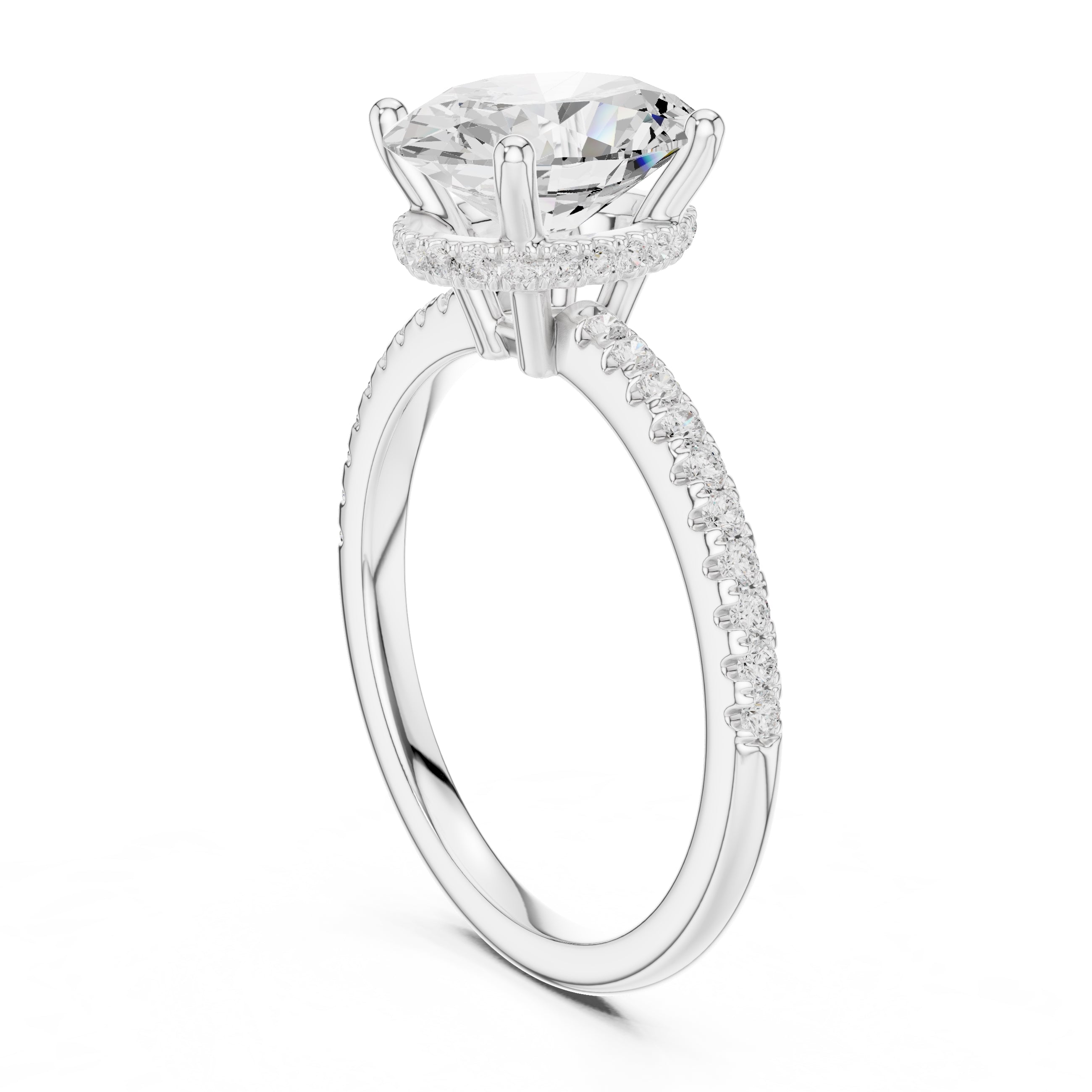 2.00 ct Vela Pavé Engagement Ring 2ct White Gold Oval