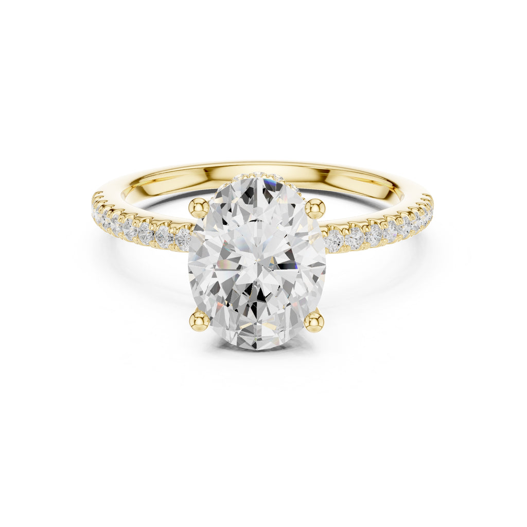 2.00 ct Vela Pavé Engagement Ring 2ct Yellow Gold Oval