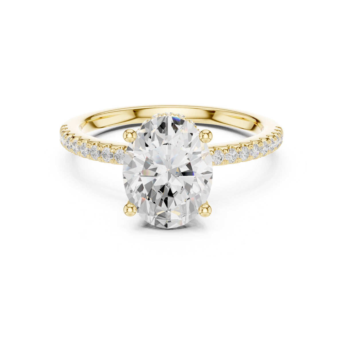 2.00 ct Vela Pavé Engagement Ring 2ct Yellow Gold Oval