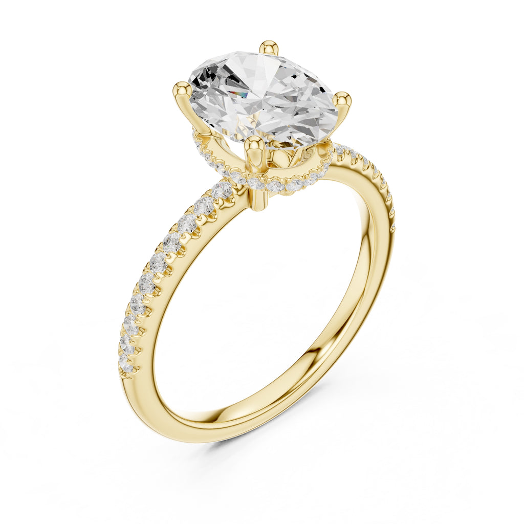 2.00 ct Vela Pavé Engagement Ring 2ct Yellow Gold Oval
