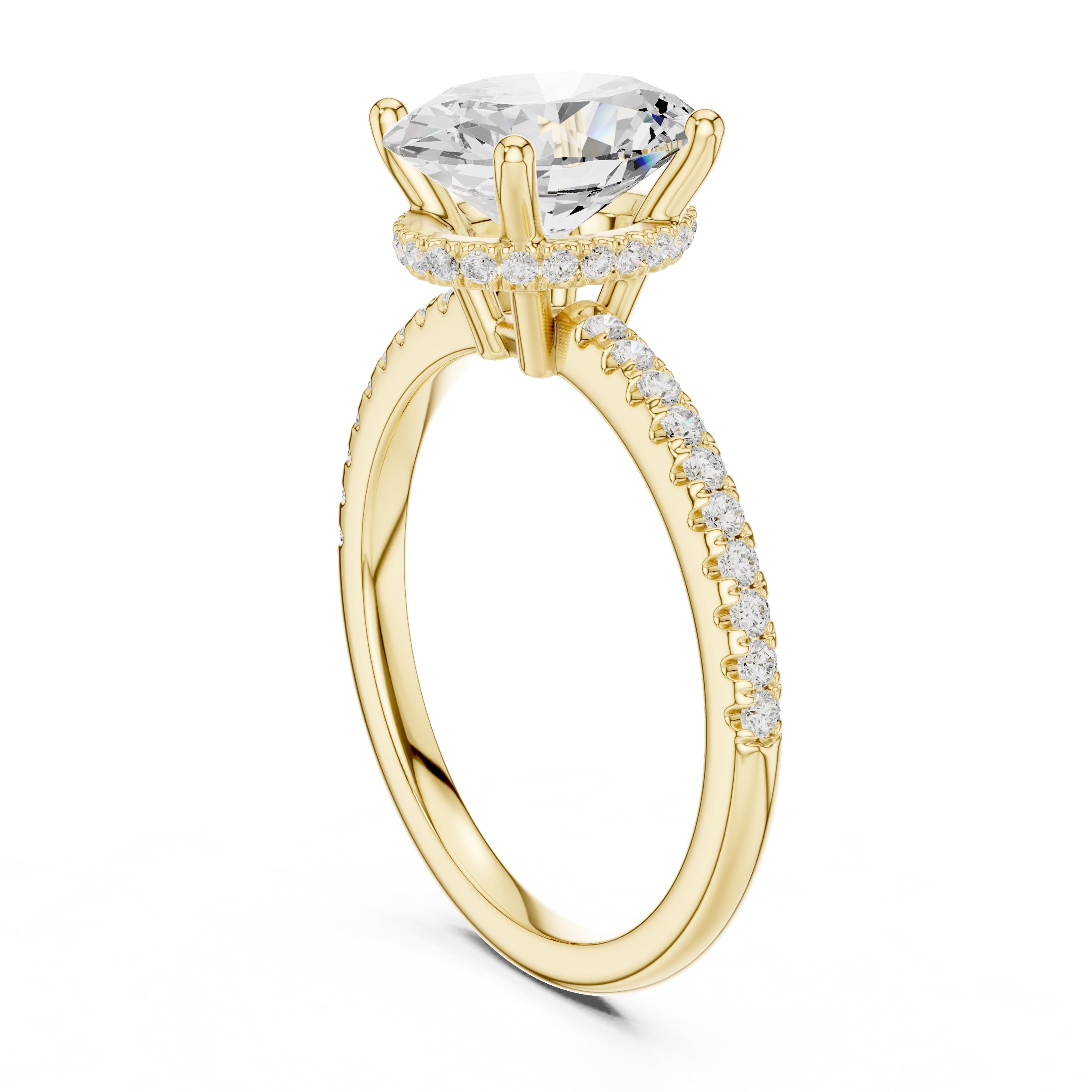 2.00 ct Vela Pavé Engagement Ring 2ct Yellow Gold Oval