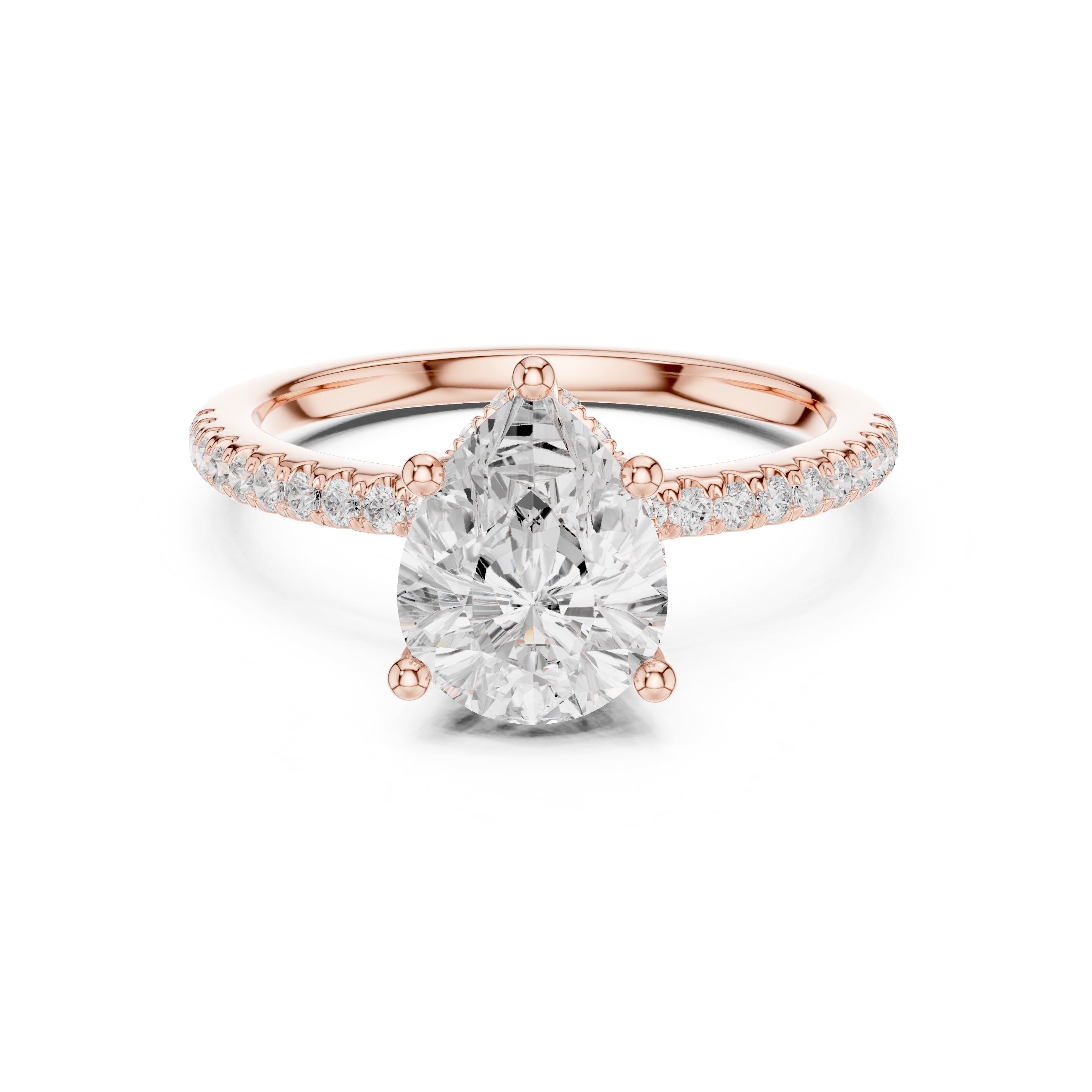 2.00 ct Vela Pavé Engagement Ring 2ct Rose Gold Pear