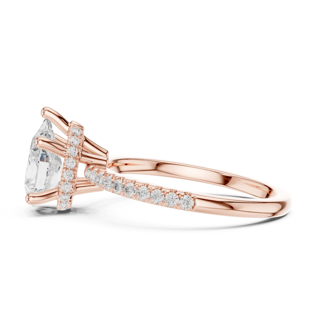 2.00 ct Vela Pavé Engagement Ring 2ct Rose Gold Pear