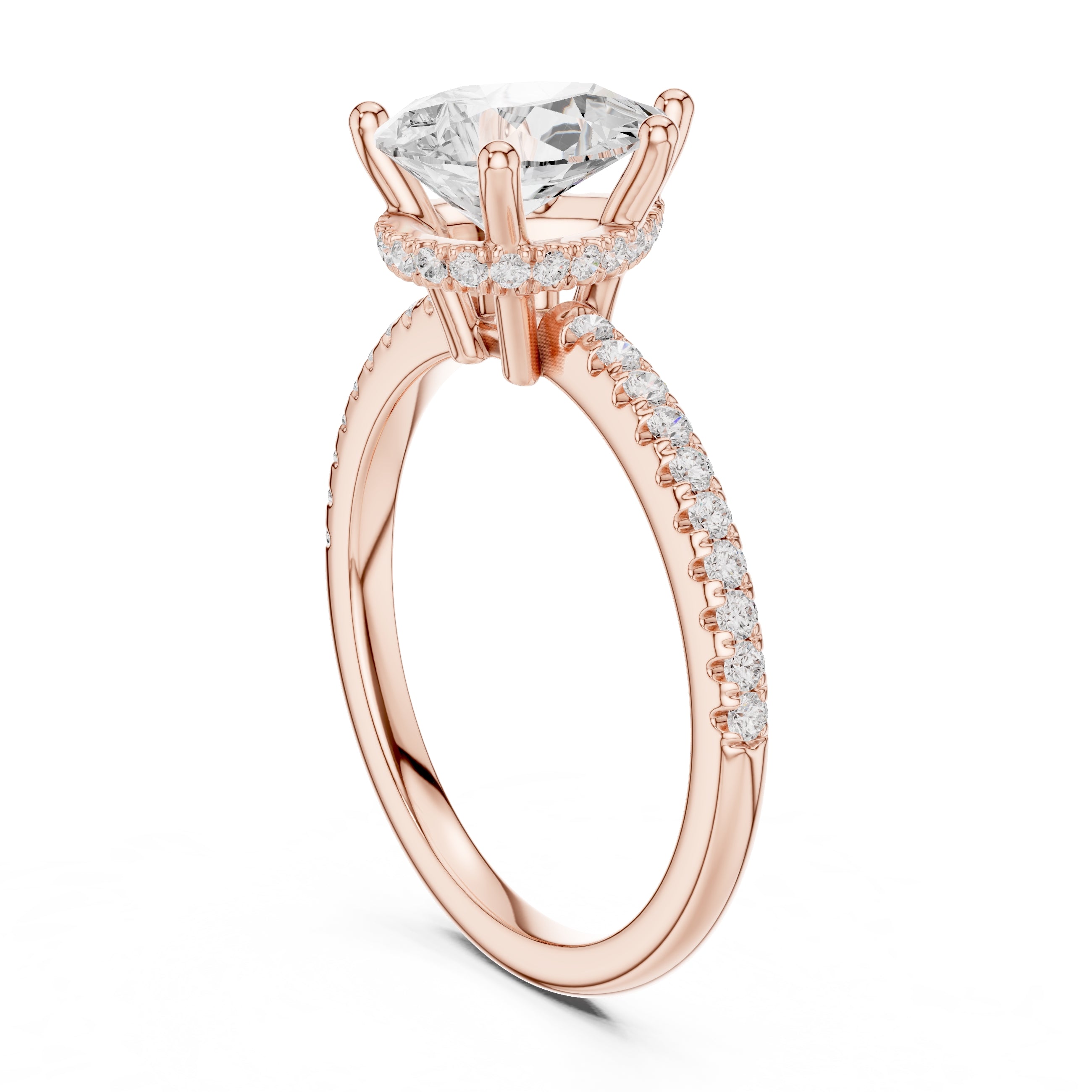 2.00 ct Vela Pavé Engagement Ring 2ct Rose Gold Pear