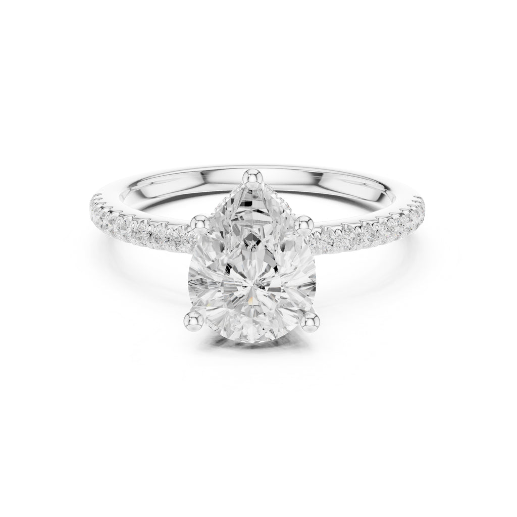 2.00 ct Vela Pavé Engagement Ring 2ct White Gold Pear