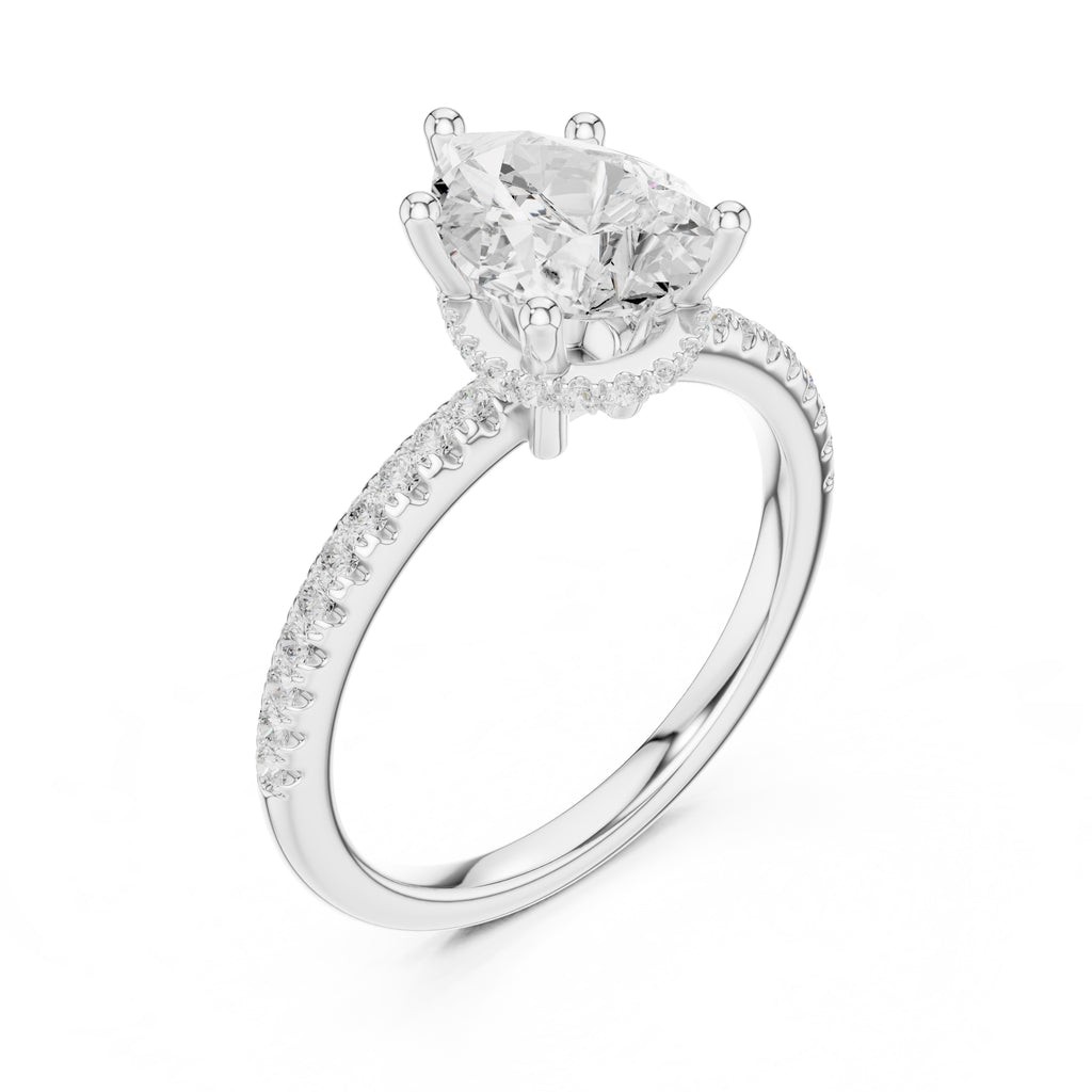 2.00 ct Vela Pavé Engagement Ring 2ct White Gold Pear