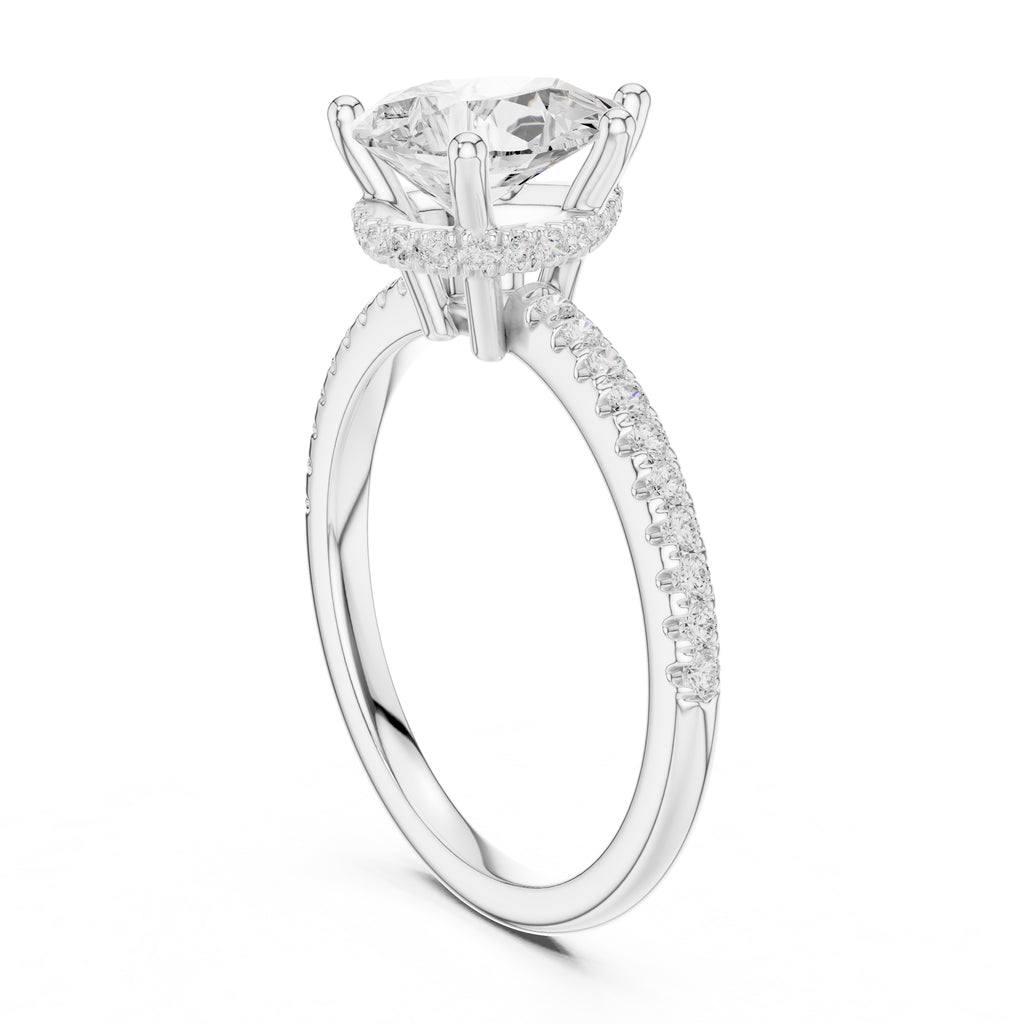 2.00 ct Vela Pavé Engagement Ring 2ct White Gold Pear