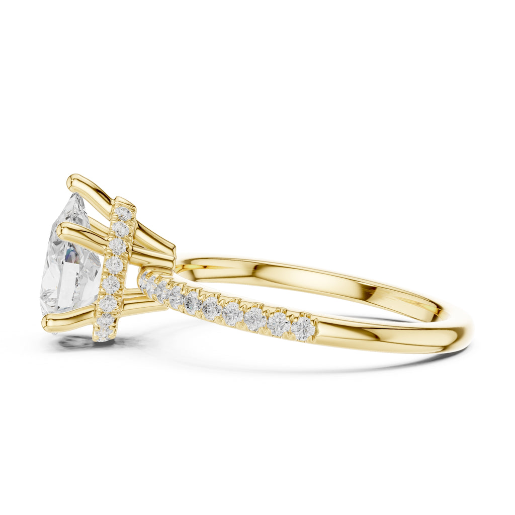 2.00 ct Vela Pavé Engagement Ring 2ct Yellow Gold Pear