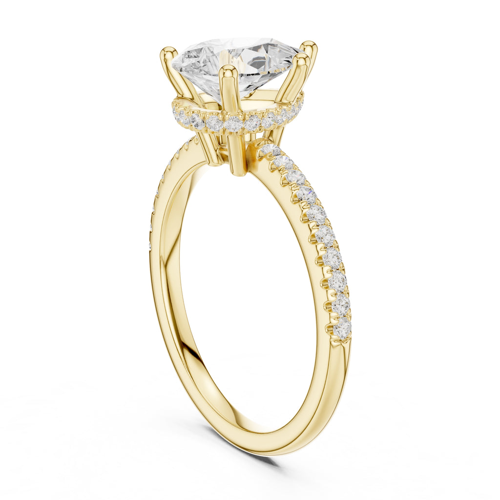 2.00 ct Vela Pavé Engagement Ring 2ct Yellow Gold Pear