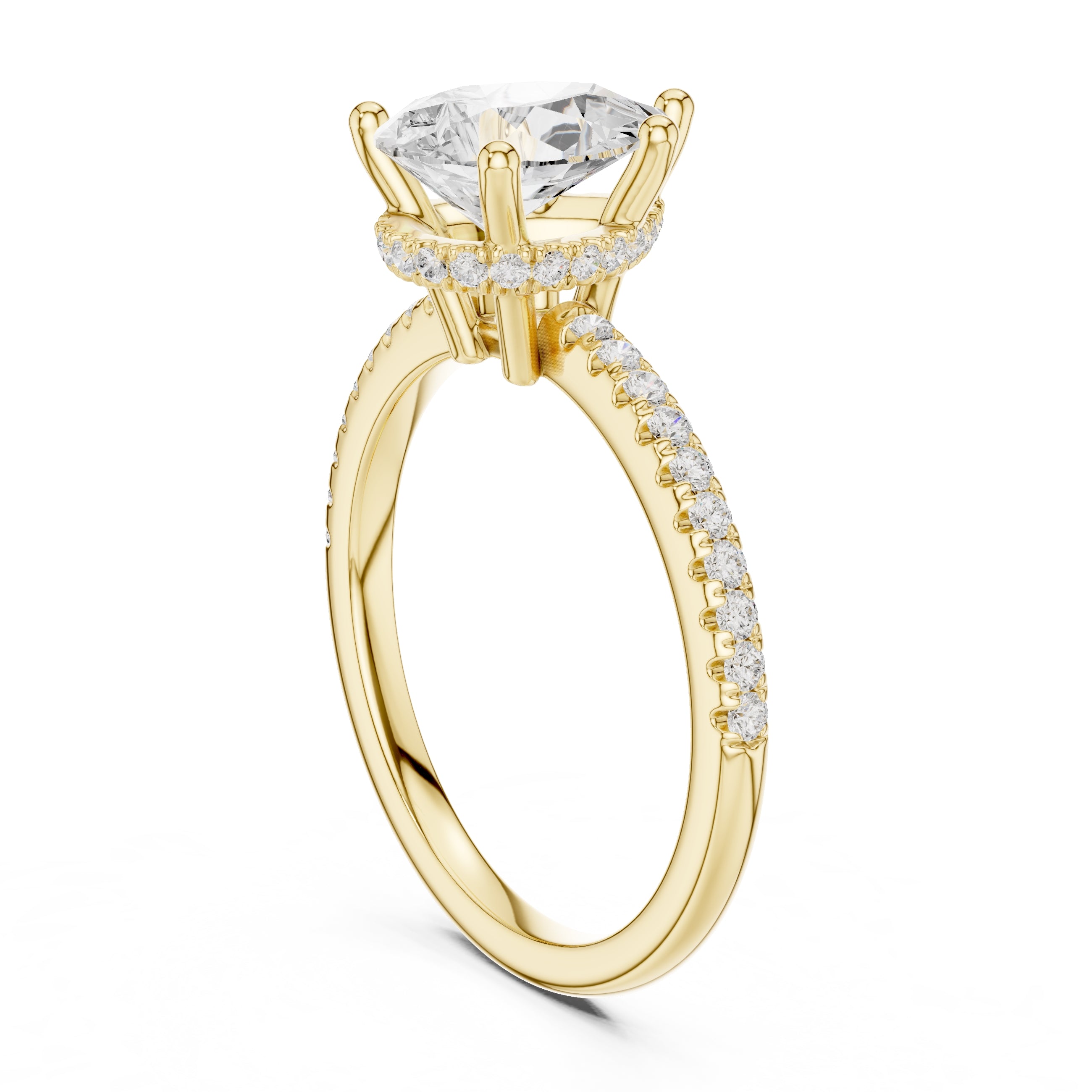 2.00 ct Vela Pavé Engagement Ring 2ct Yellow Gold Pear