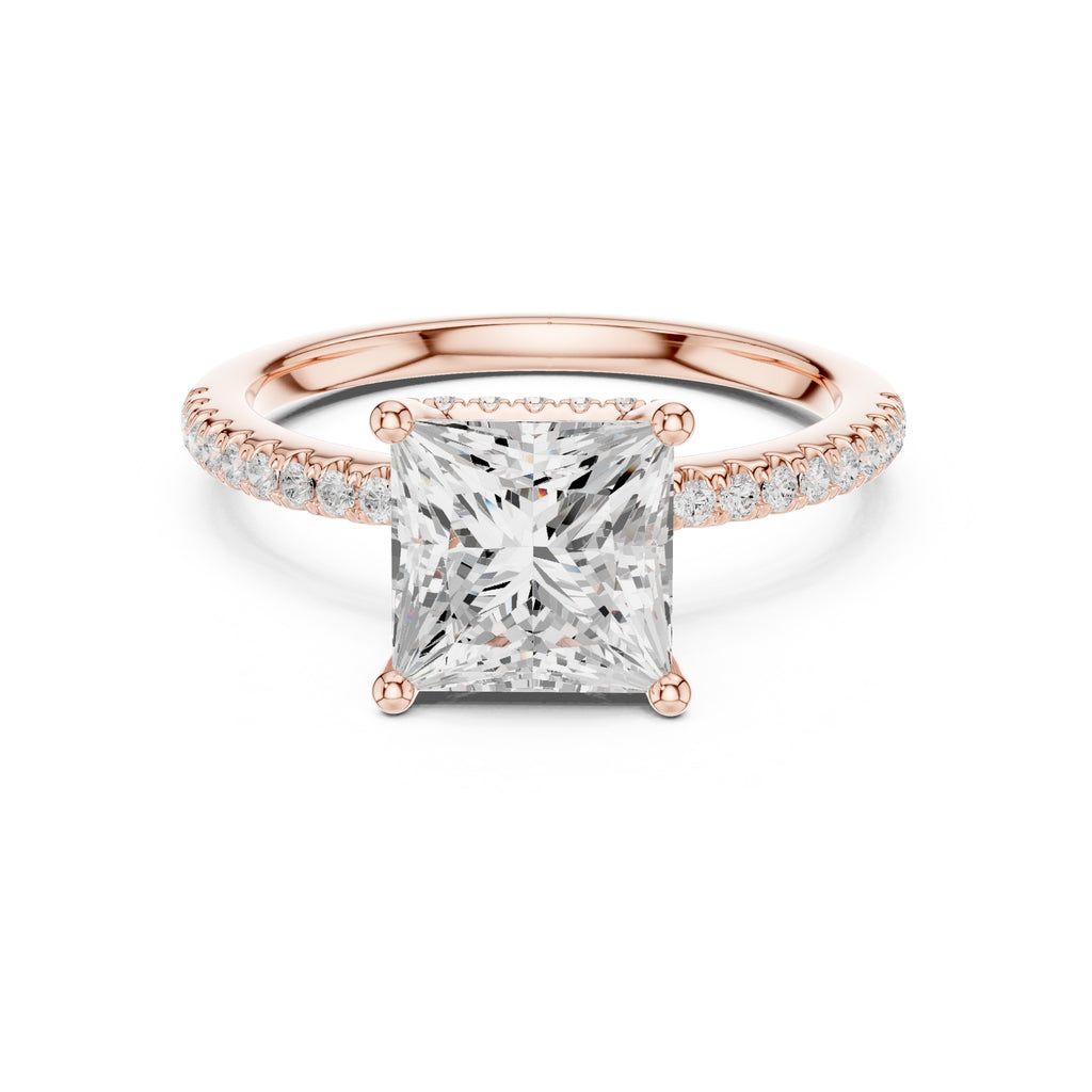 2.00 ct Vela Pavé Engagement Ring 2ct Rose Gold Princess