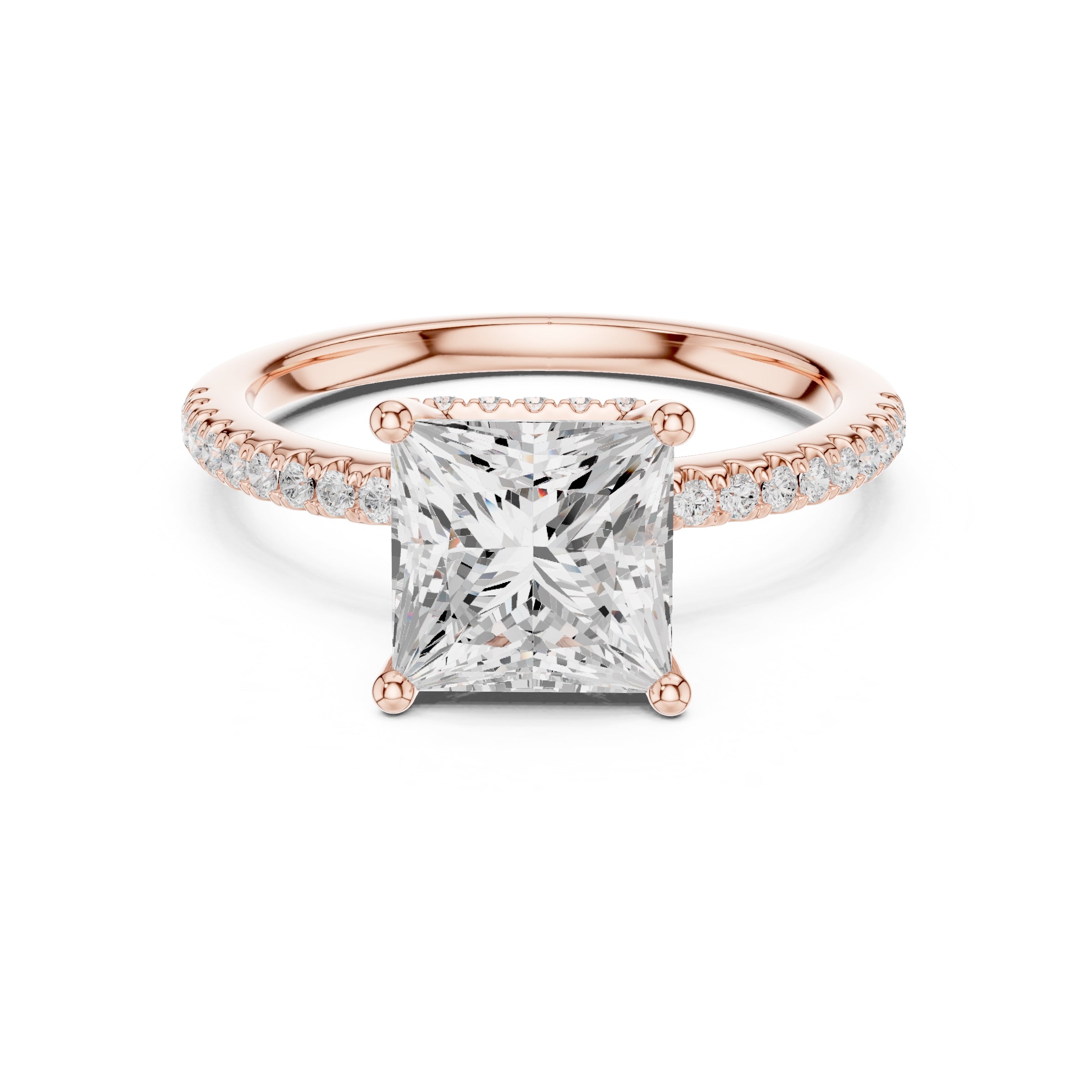 2.00 ct Vela Pavé Engagement Ring 2ct Rose Gold Princess