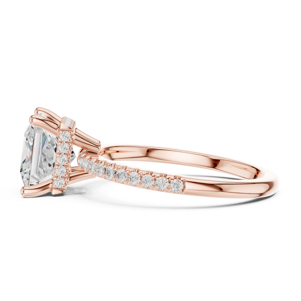 2.00 ct Vela Pavé Engagement Ring 2ct Rose Gold Princess