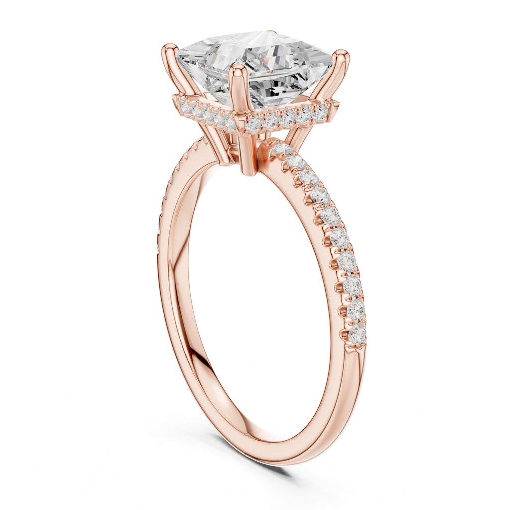2.00 ct Vela Pavé Engagement Ring 2ct Rose Gold Princess