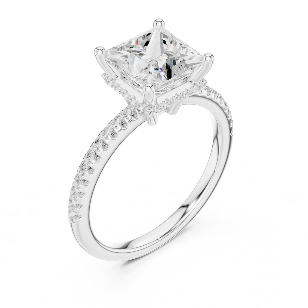 2.00 ct Vela Pavé Engagement Ring 2ct White Gold Princess