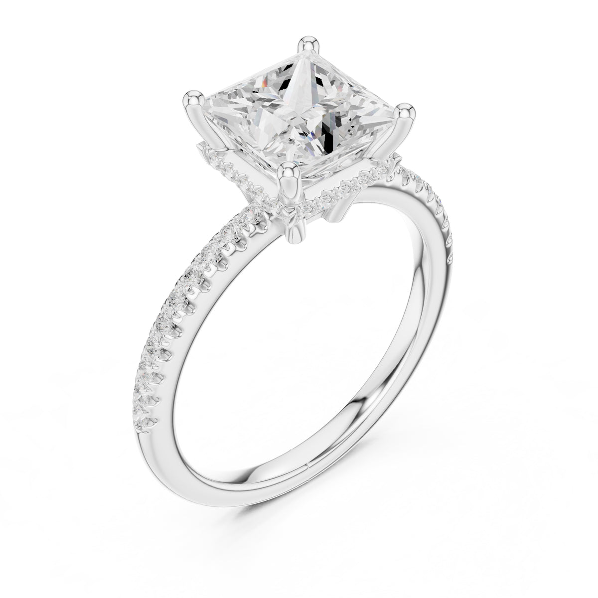 2.00 ct Vela Pavé Engagement Ring 2ct White Gold Princess
