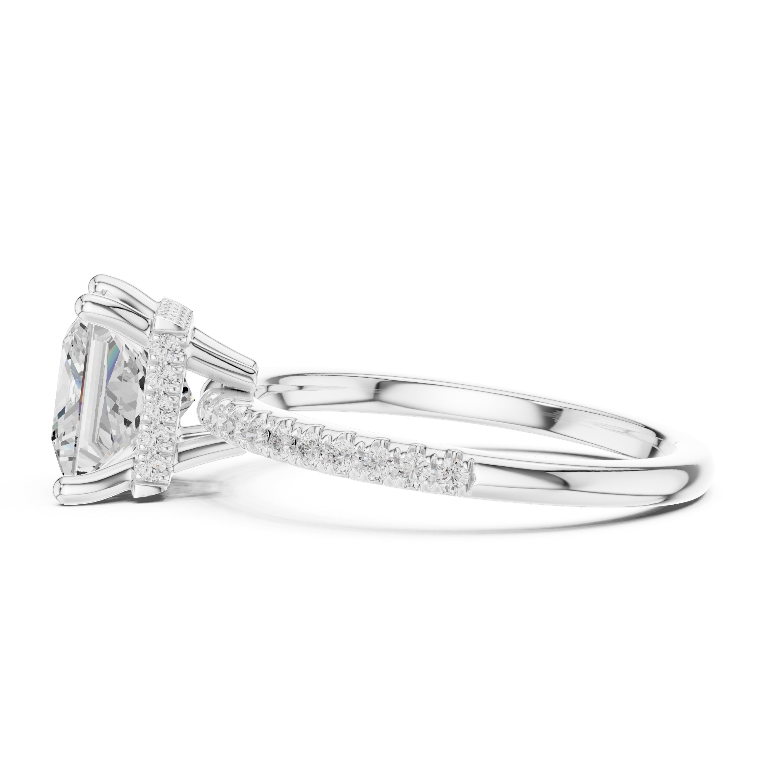 2.00 ct Vela Pavé Engagement Ring 2ct White Gold Princess