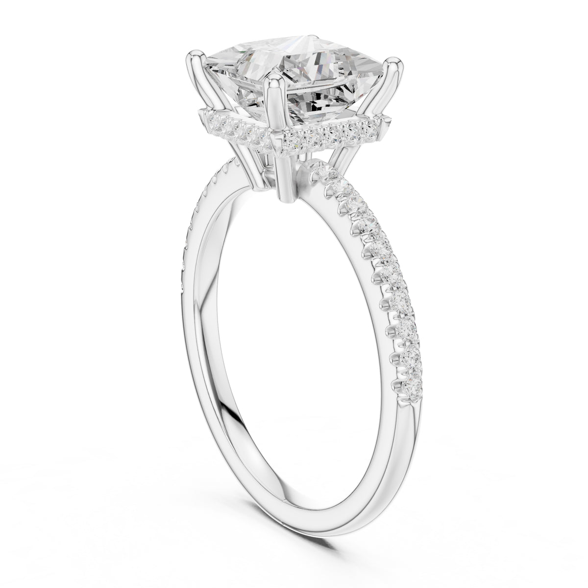 2.00 ct Vela Pavé Engagement Ring 2ct White Gold Princess