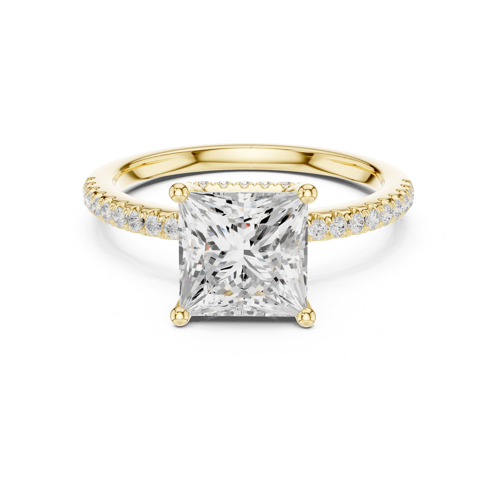 2.00 ct Vela Pavé Engagement Ring 2ct Yellow Gold Princess