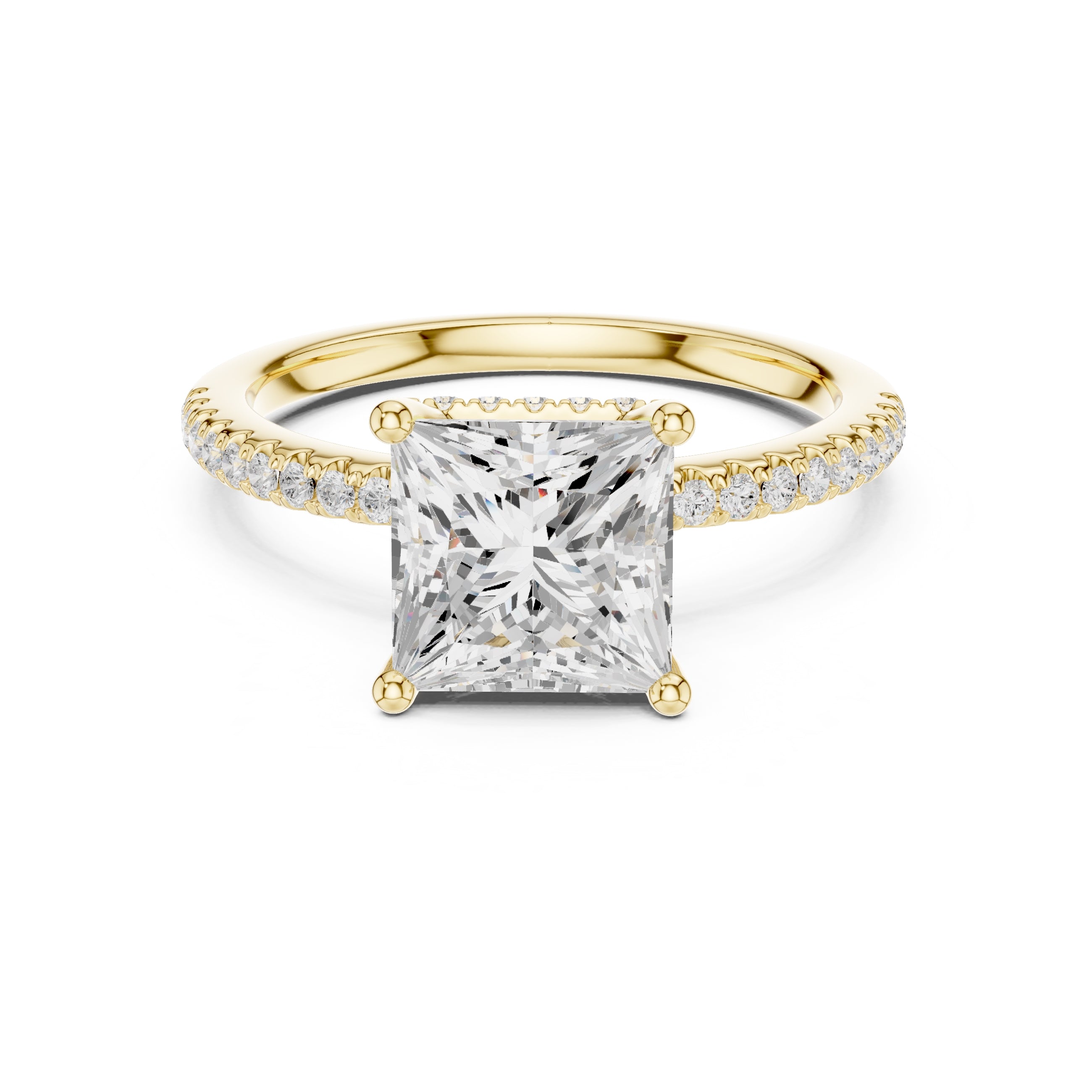 2.00 ct Vela Pavé Engagement Ring 2ct Yellow Gold Princess