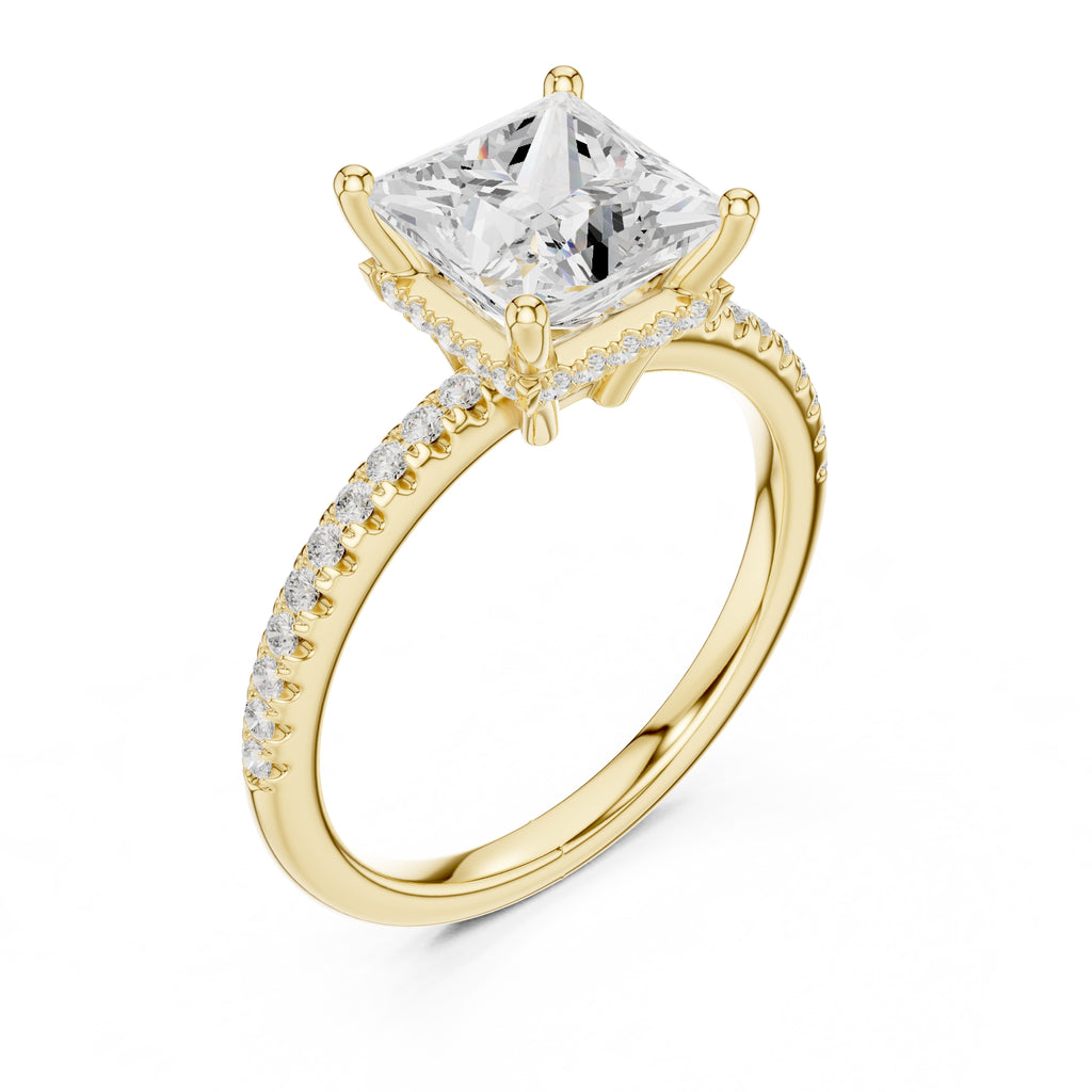 2.00 ct Vela Pavé Engagement Ring 2ct Yellow Gold Princess