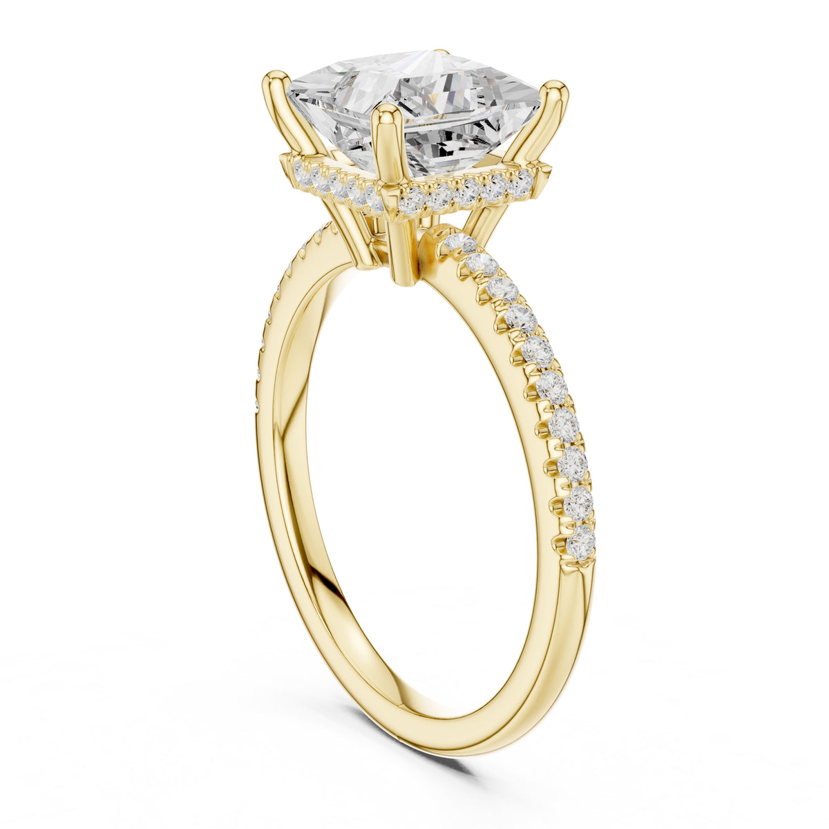 2.00 ct Vela Pavé Engagement Ring 2ct Yellow Gold Princess