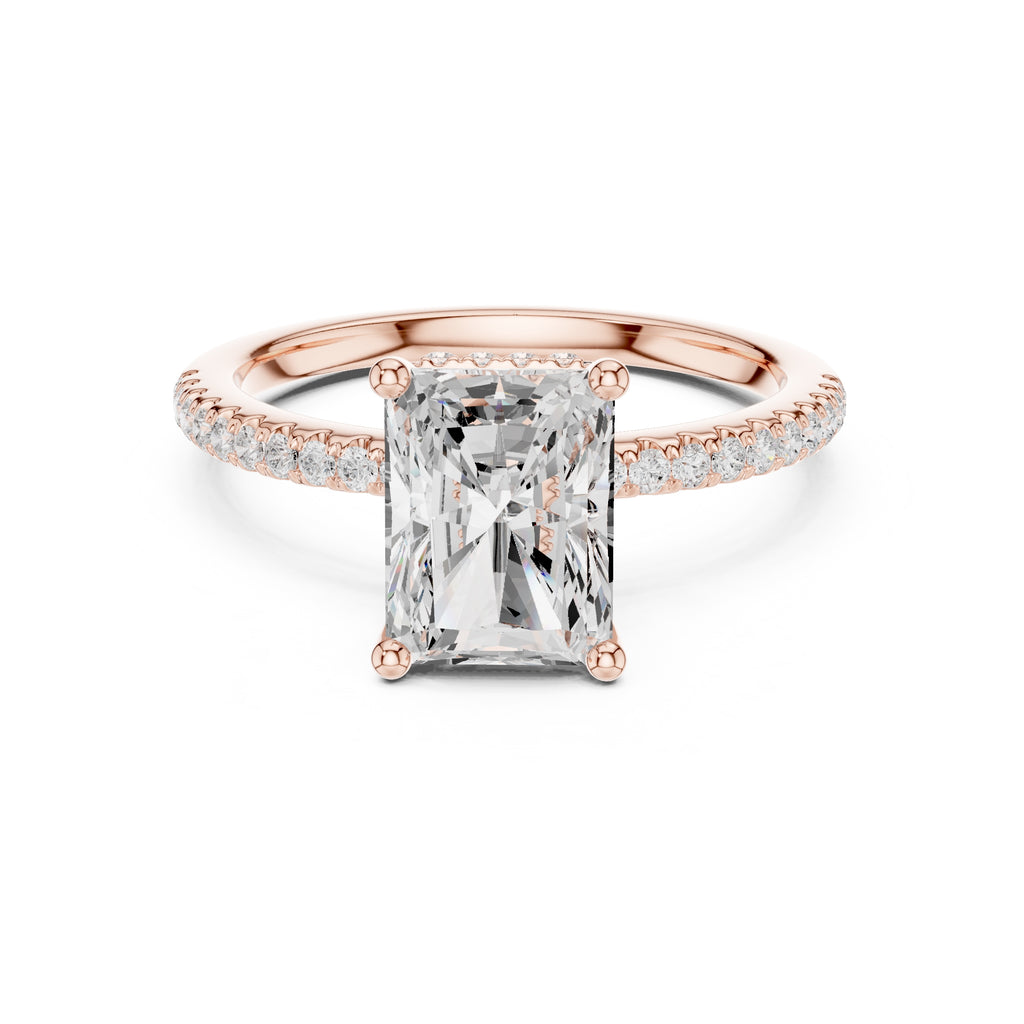 2.00 ct Vela Pavé Engagement Ring 2ct Rose Gold Radiant