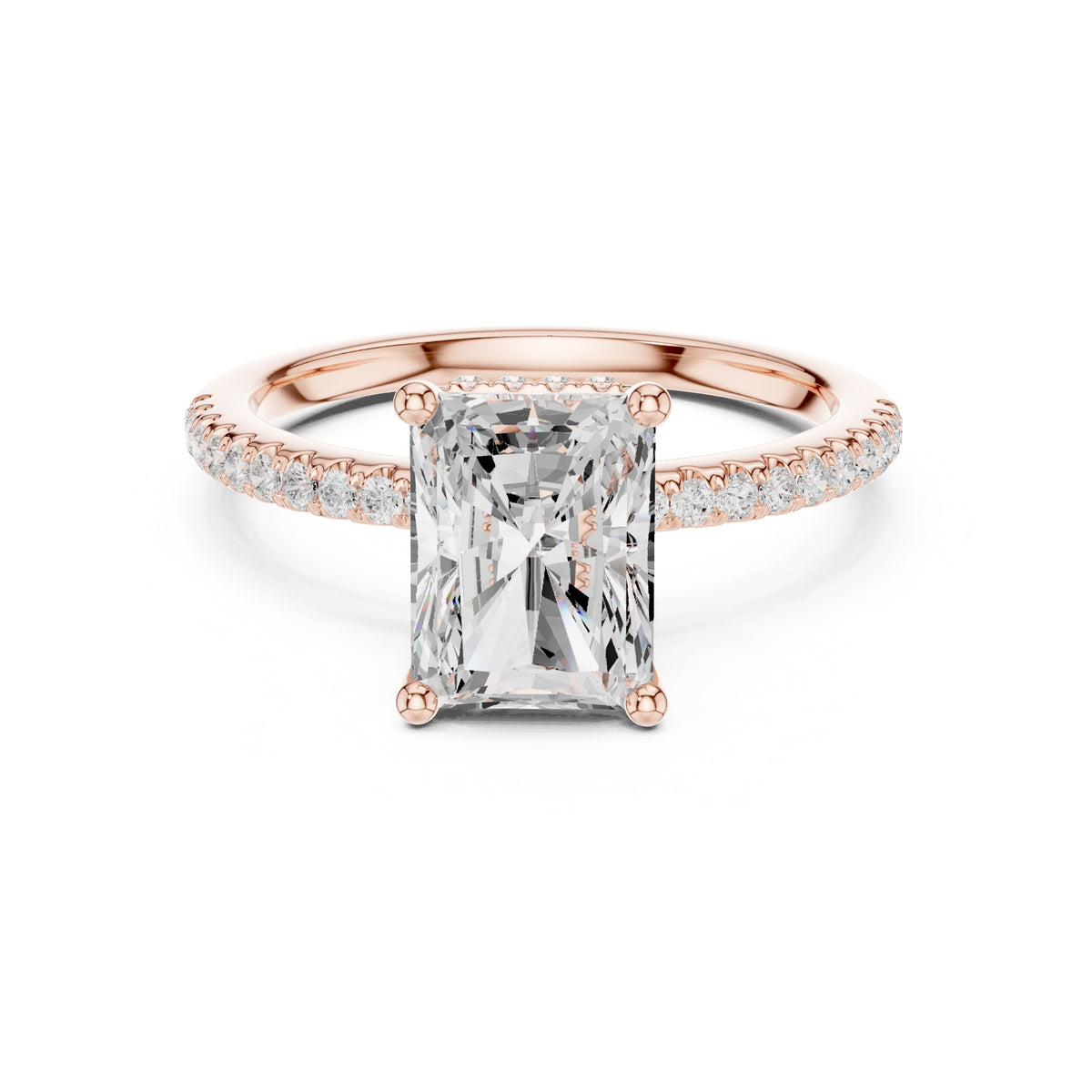 2.00 ct Vela Pavé Engagement Ring 2ct Rose Gold Radiant