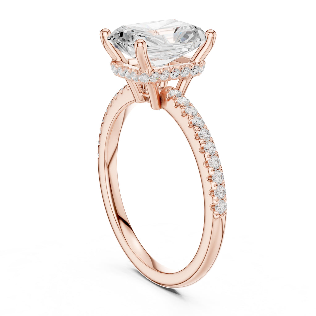 2.00 ct Vela Pavé Engagement Ring 2ct Rose Gold Radiant