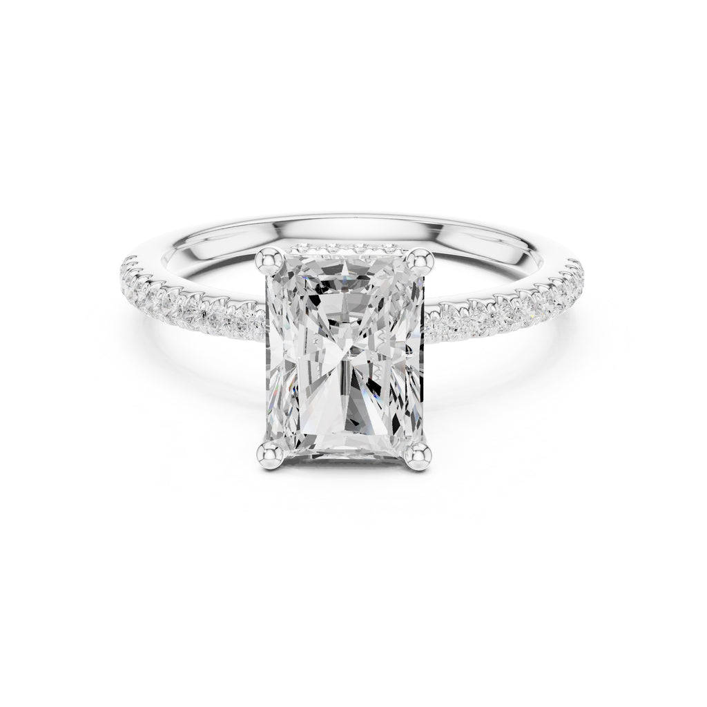 2.00 ct Vela Pavé Engagement Ring 2ct White Gold Radiant