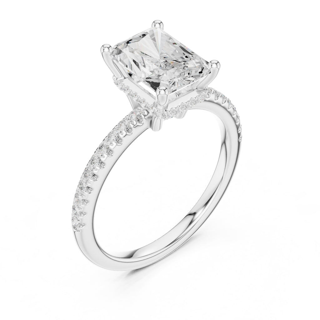 2.00 ct Vela Pavé Engagement Ring 2ct White Gold Radiant