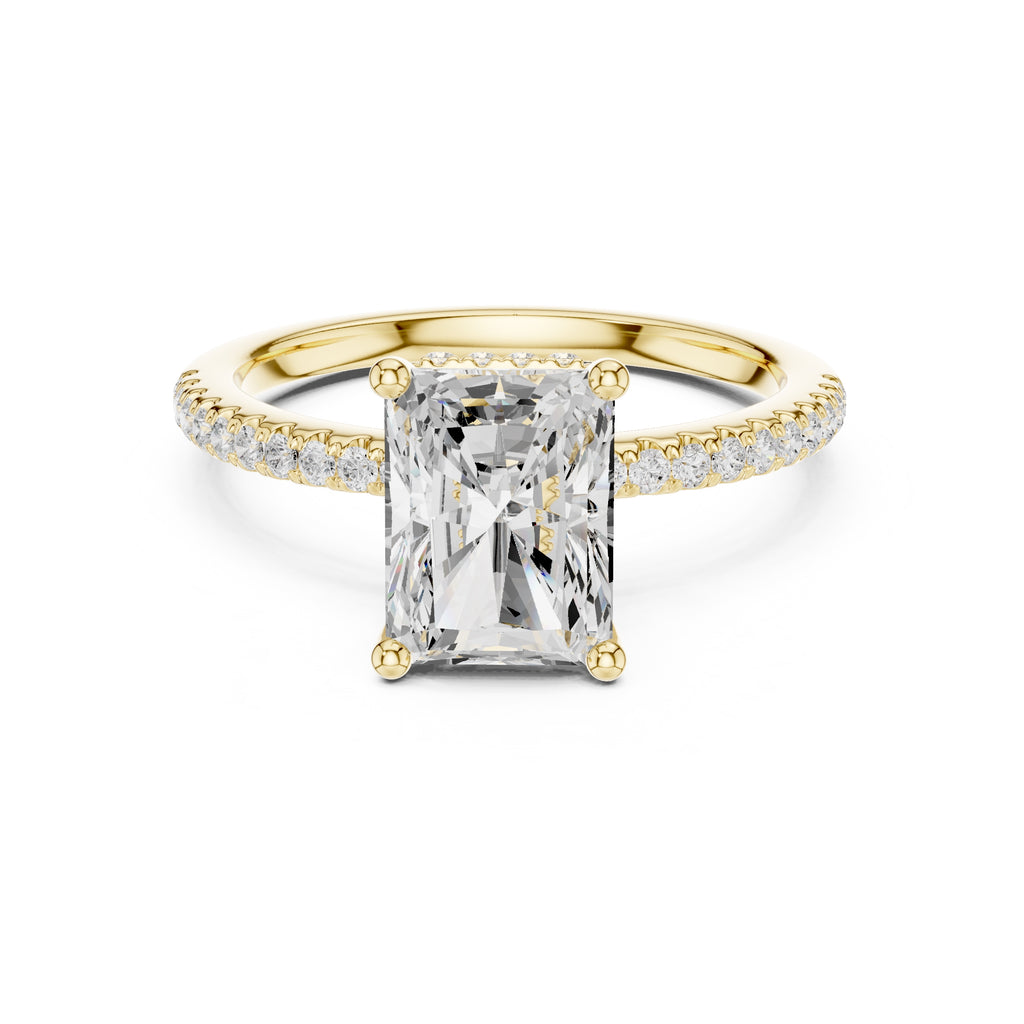 2.00 ct Vela Pavé Engagement Ring 2ct Yellow Gold Radiant