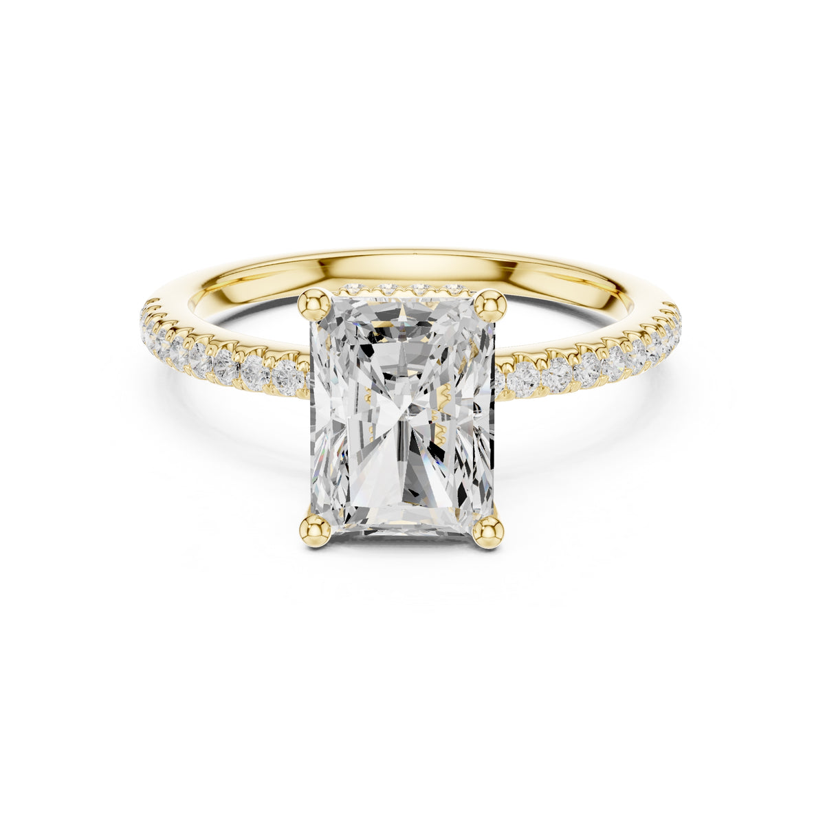 2.00 ct Vela Pavé Engagement Ring 2ct Yellow Gold Radiant
