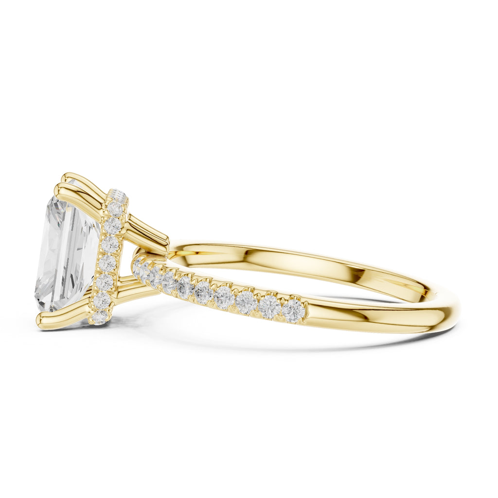 2.00 ct Vela Pavé Engagement Ring 2ct Yellow Gold Radiant