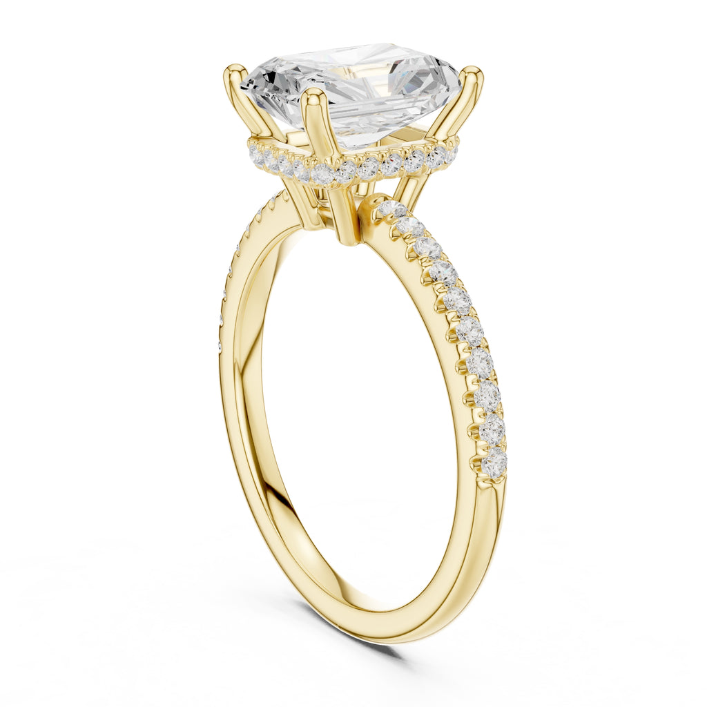 2.00 ct Vela Pavé Engagement Ring 2ct Yellow Gold Radiant