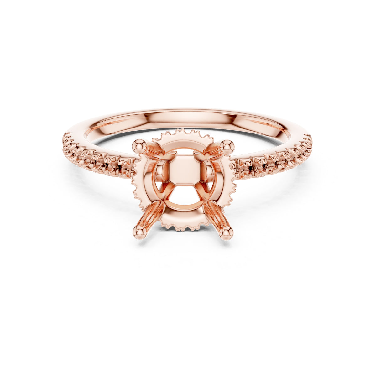 2.00 ct Vela Pavé Engagement Ring 2ct Rose Gold Round