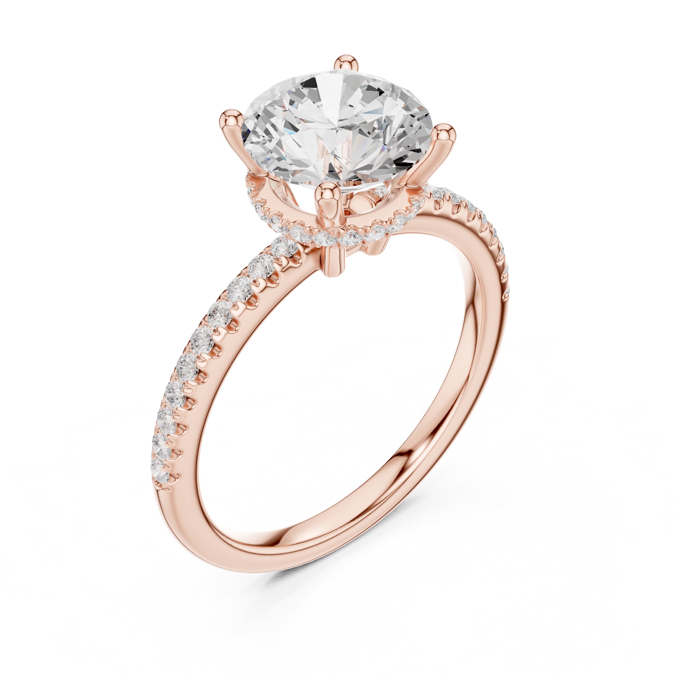2.00 ct Vela Pavé Engagement Ring 2ct Rose Gold Round