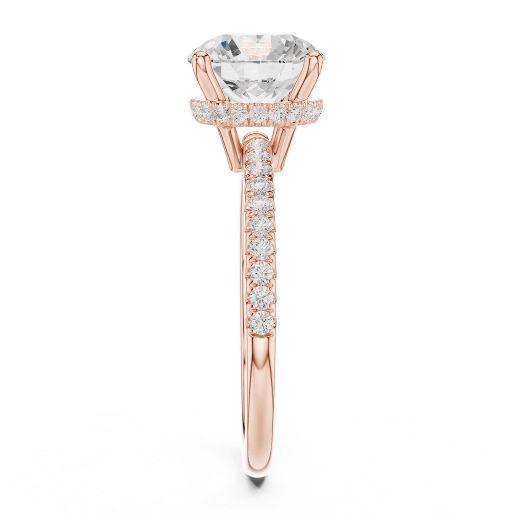 2.00 ct Vela Pavé Engagement Ring 2ct Rose Gold Round