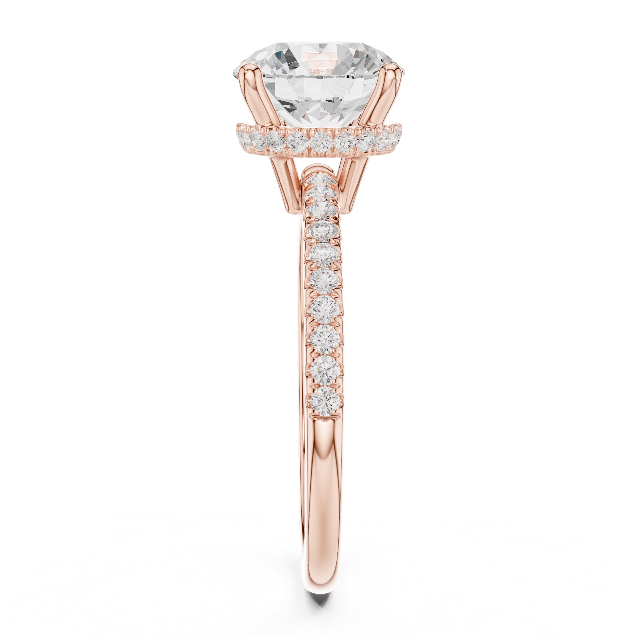 2.00 ct Vela Pavé Engagement Ring 2ct Rose Gold Round