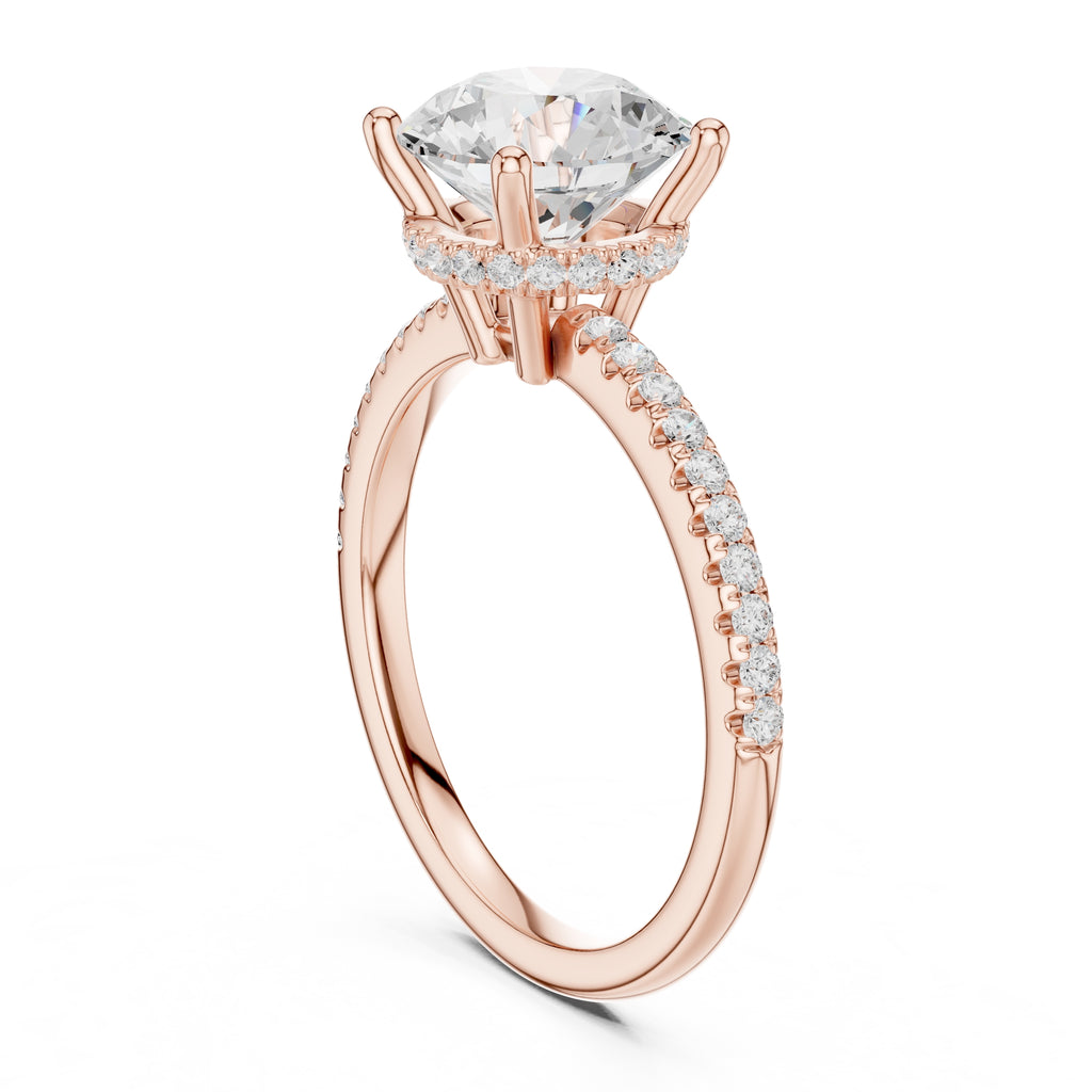 2.00 ct Vela Pavé Engagement Ring 2ct Rose Gold Round