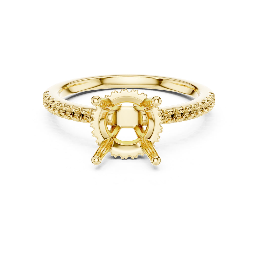2.00 ct Vela Pavé Engagement Ring 2ct Yellow Gold Round