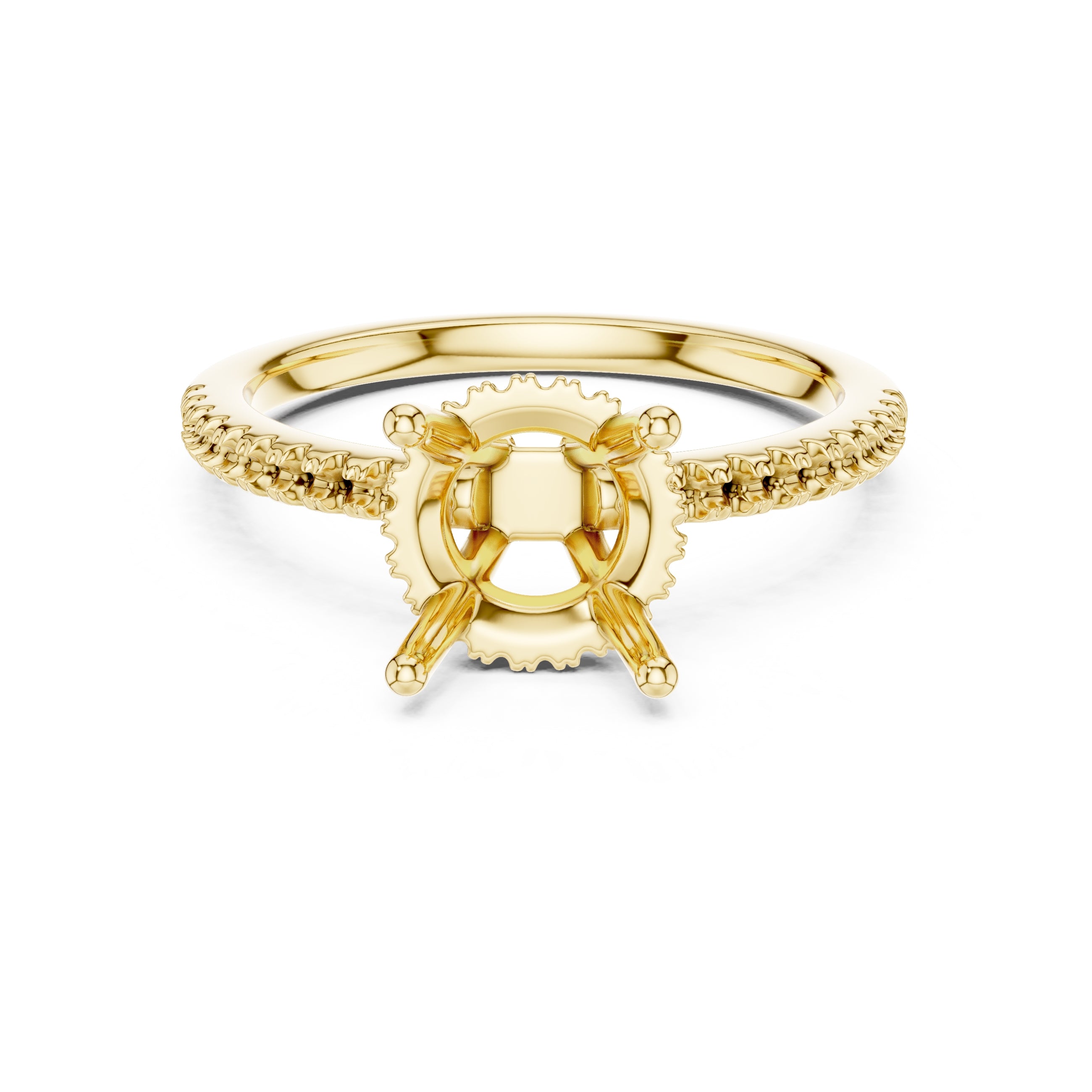 2.00 ct Vela Pavé Engagement Ring 2ct Yellow Gold Round