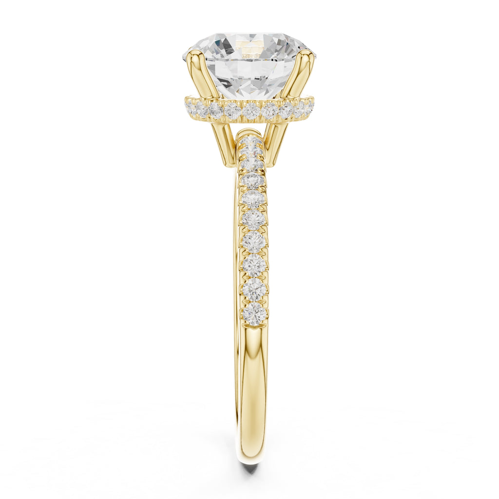 2.00 ct Vela Pavé Engagement Ring 2ct Yellow Gold Round