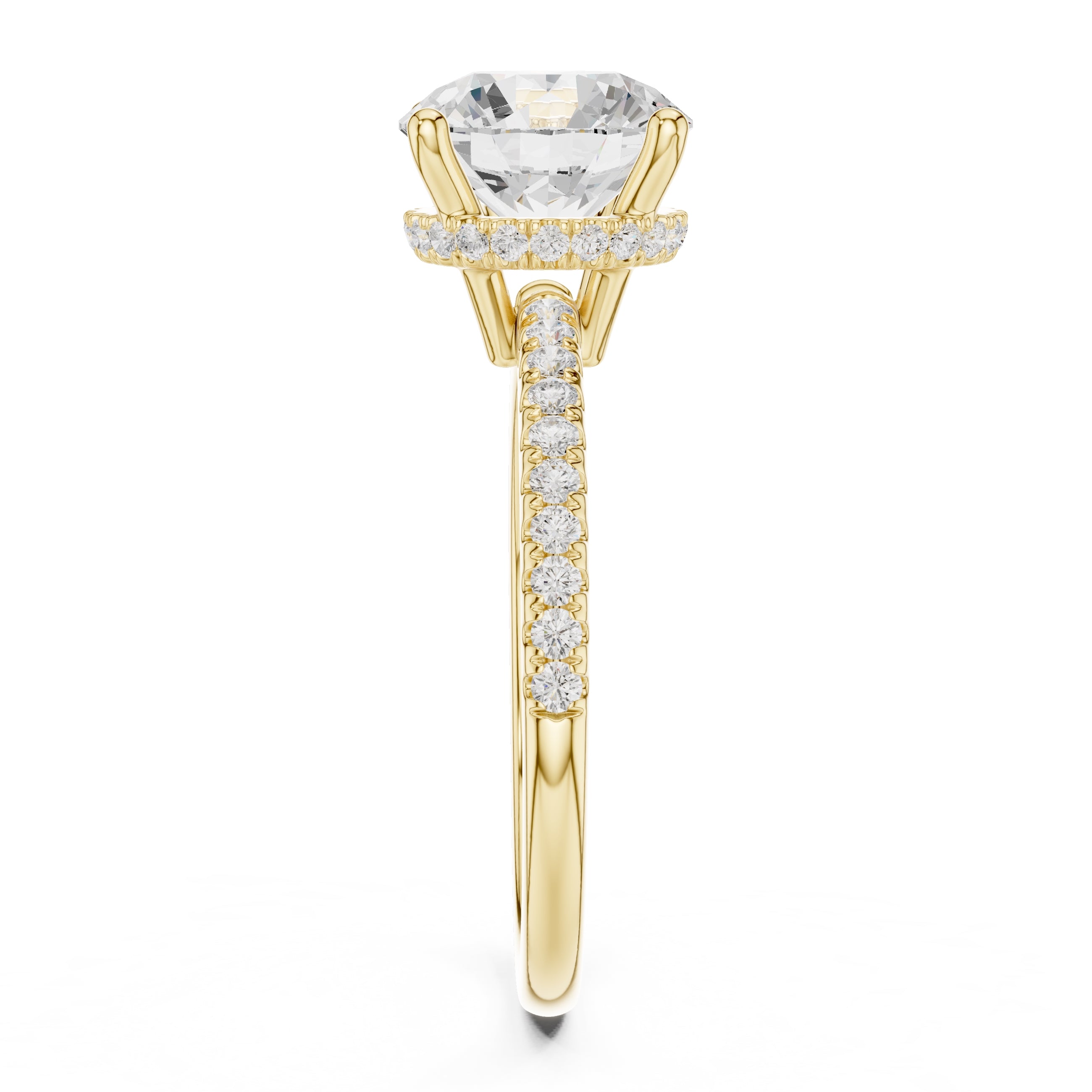 2.00 ct Vela Pavé Engagement Ring 2ct Yellow Gold Round