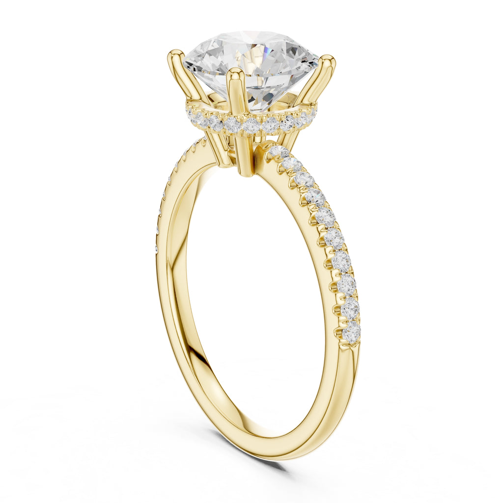 2.00 ct Vela Pavé Engagement Ring 2ct Yellow Gold Round