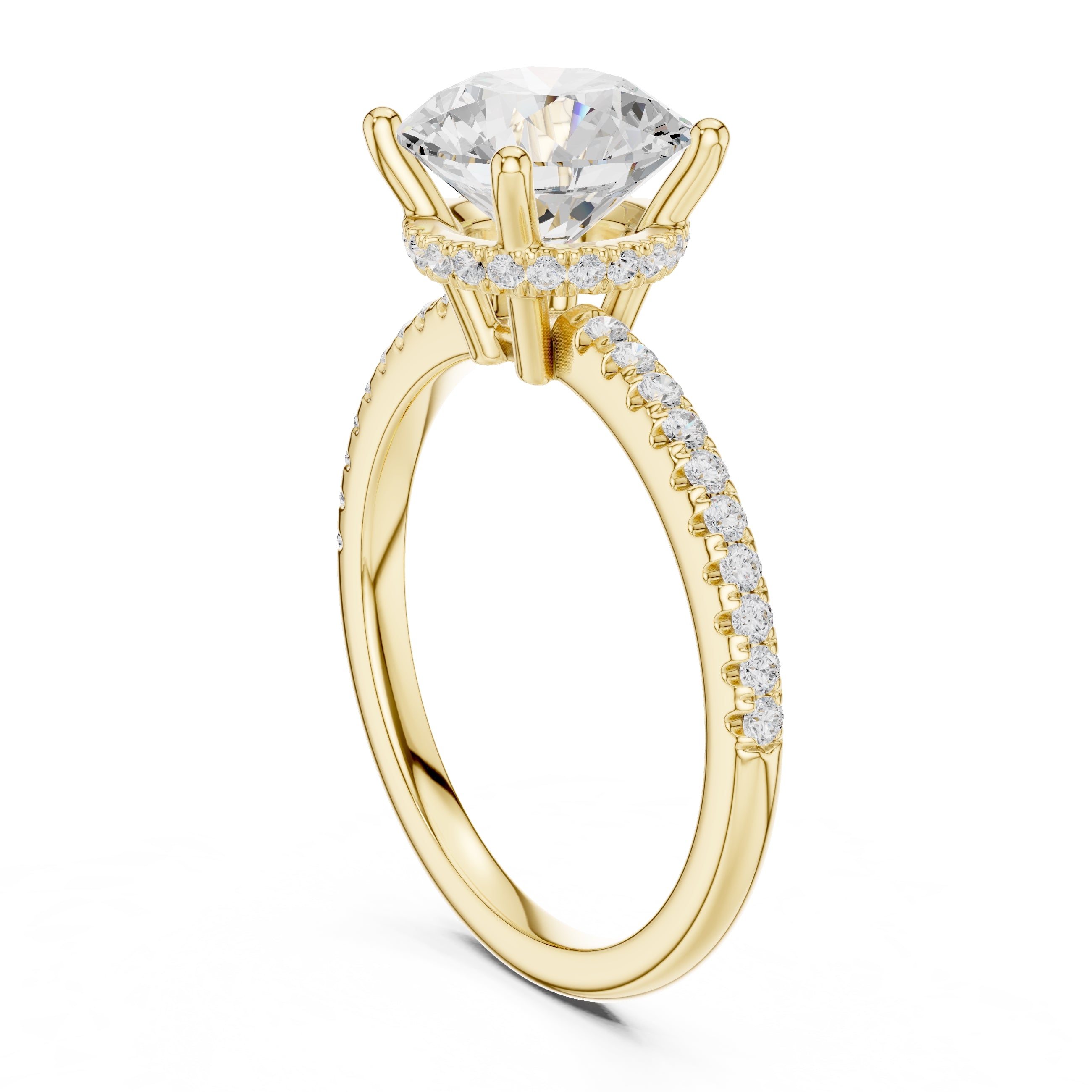 2.00 ct Vela Pavé Engagement Ring 2ct Yellow Gold Round
